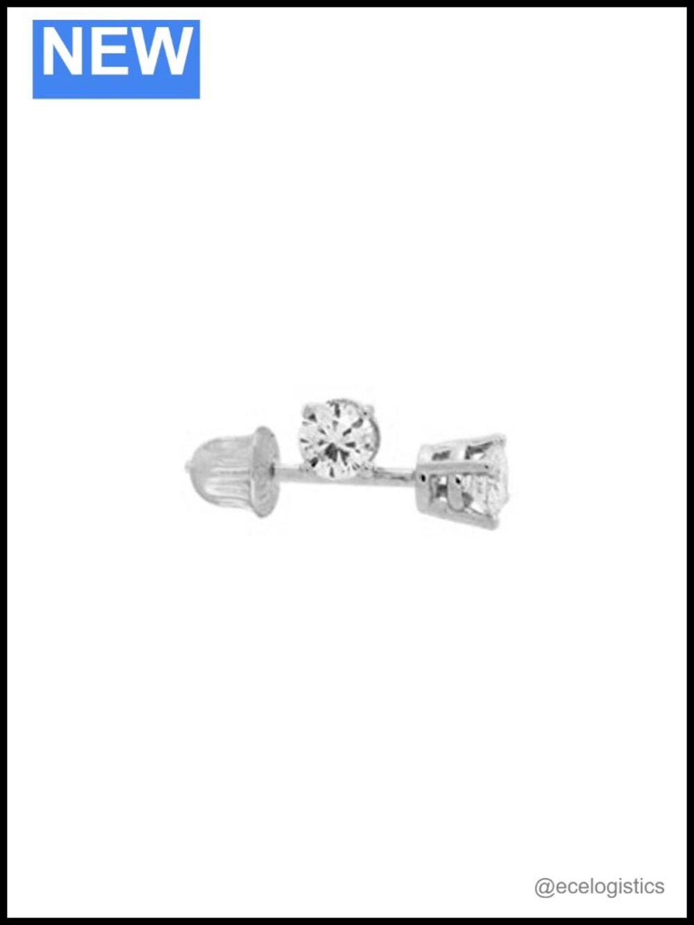 14k White Gold 2mm CZ Solitaire Stud Screwback Earrings Cartilage Second Hole